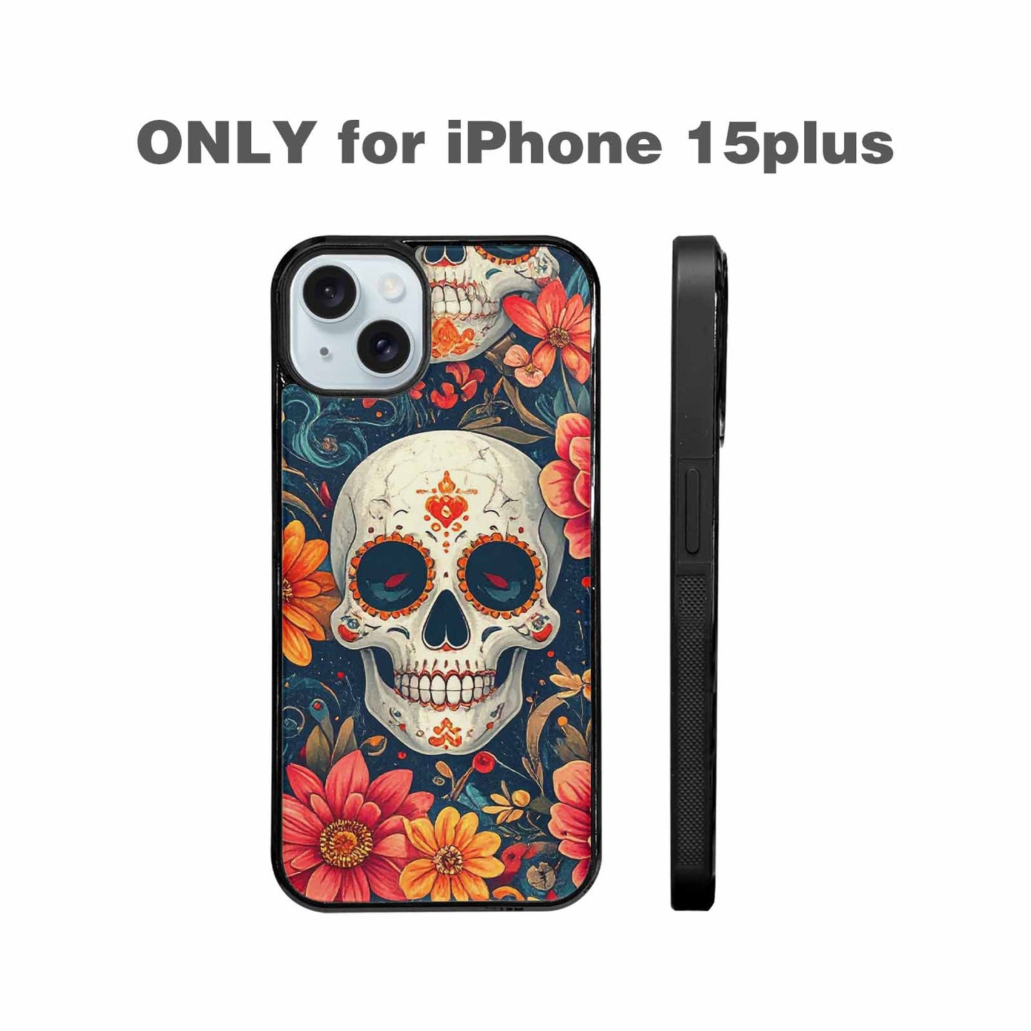 iPhone 15 Plus Case — Marble Skull Custom Personalized Phone Cover, Personalized Phone Case