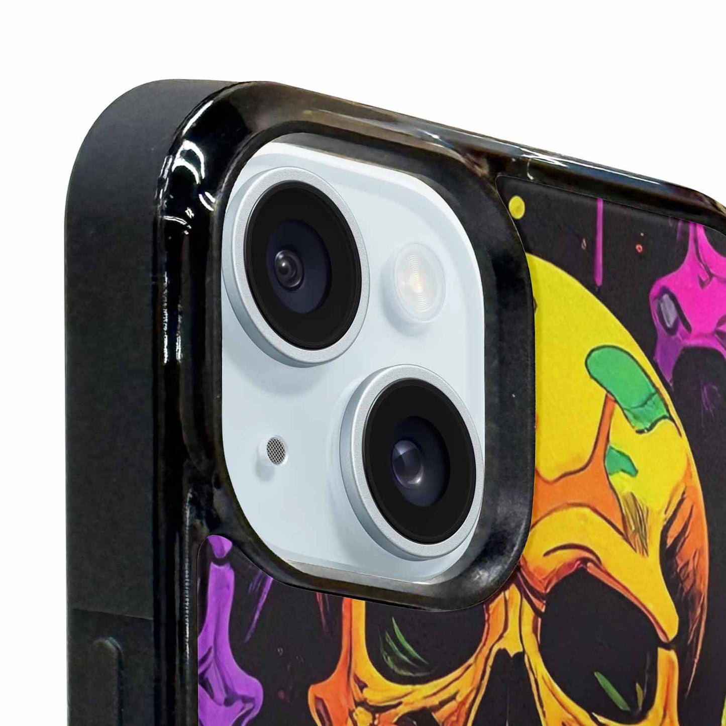 iPhone 15 Plus Case — Vibrant Camo 1000\'s Of Skeletons Neon, Customized Protective Case