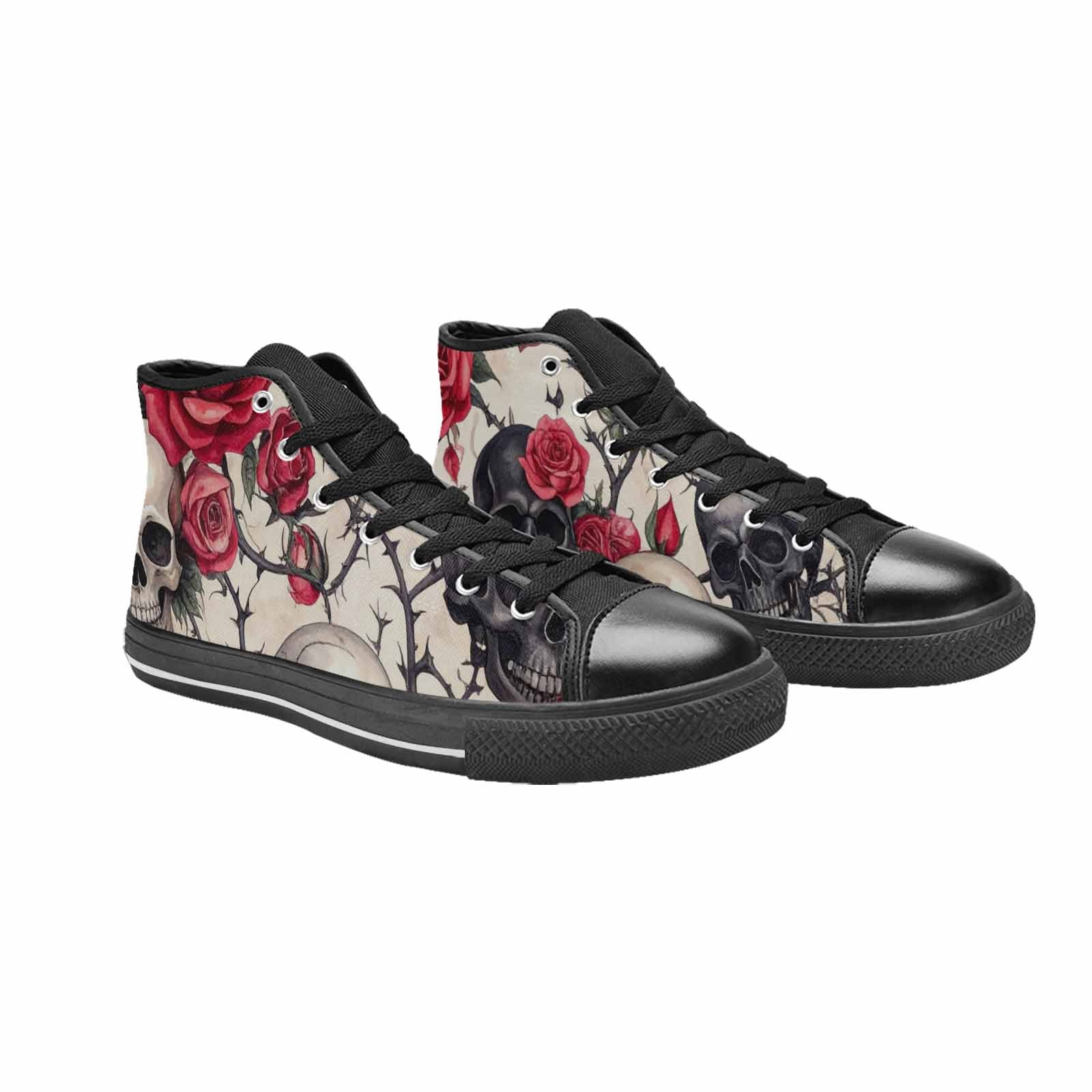 MEN'S Skulls - Roses High Top Canvas Cottagecore Custom Shoes
