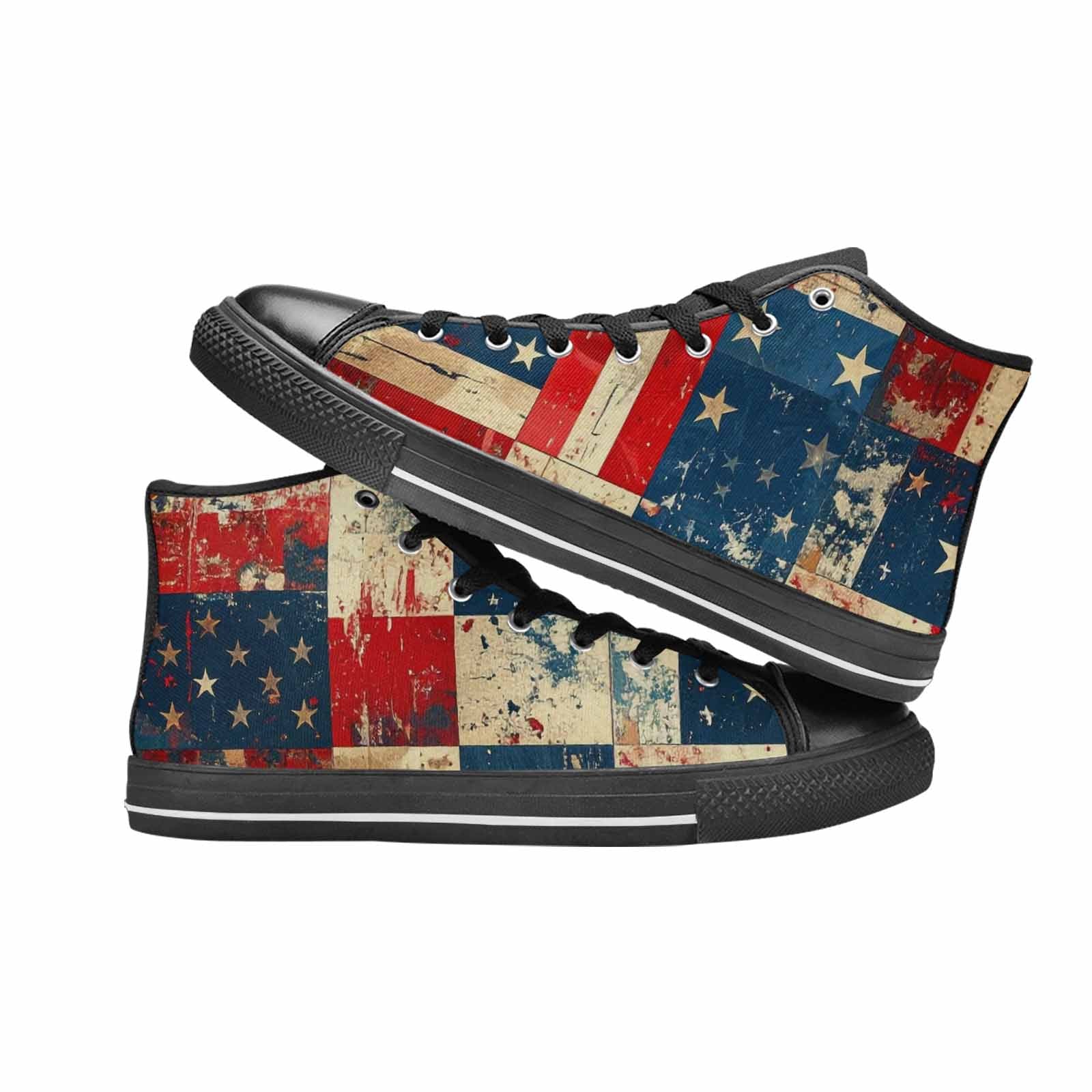 MEN'S American Flag Stars High Top Canvas Grunge Custom Shoes