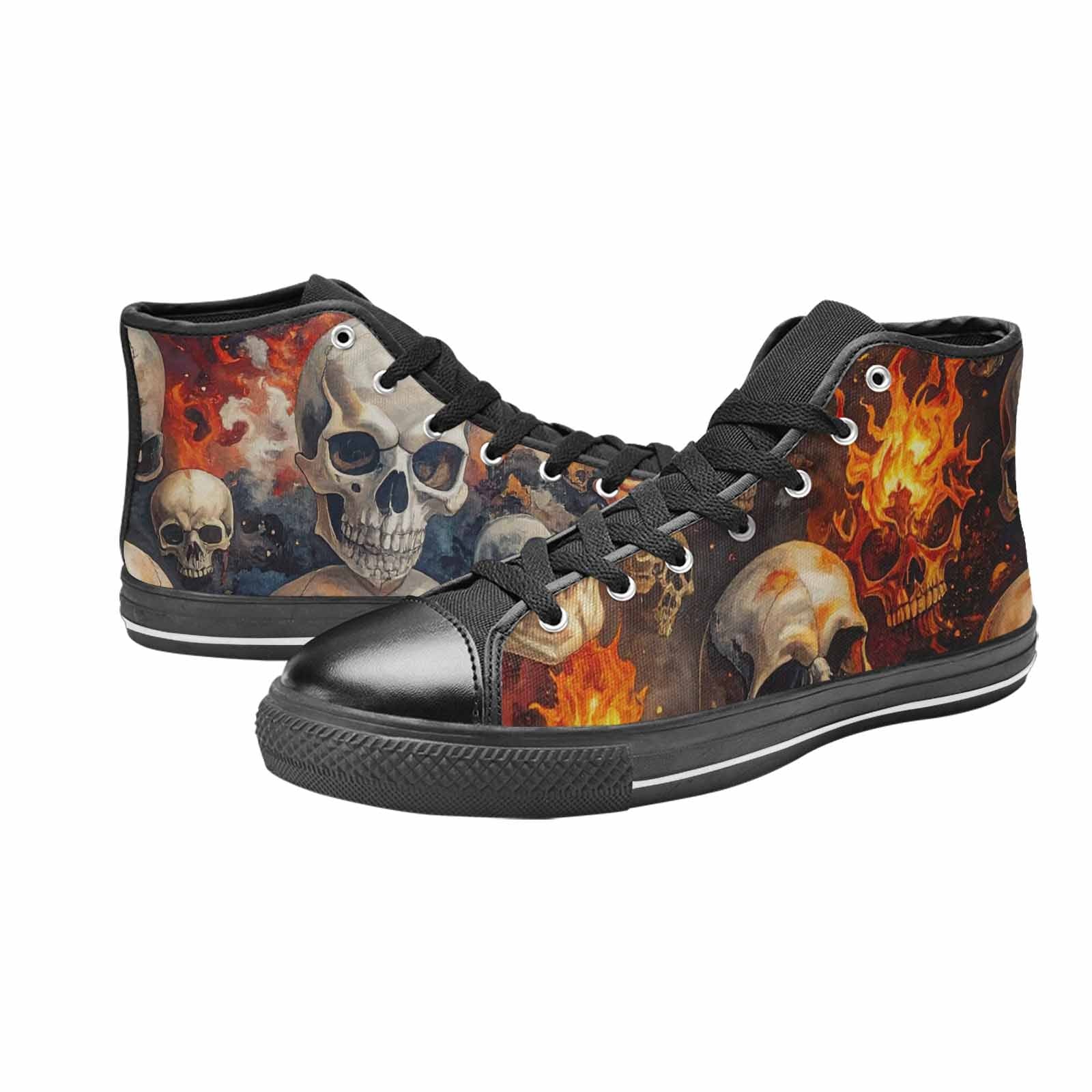 MEN'S Skulls - Flaming High Top Canvas Vivid Sneakers