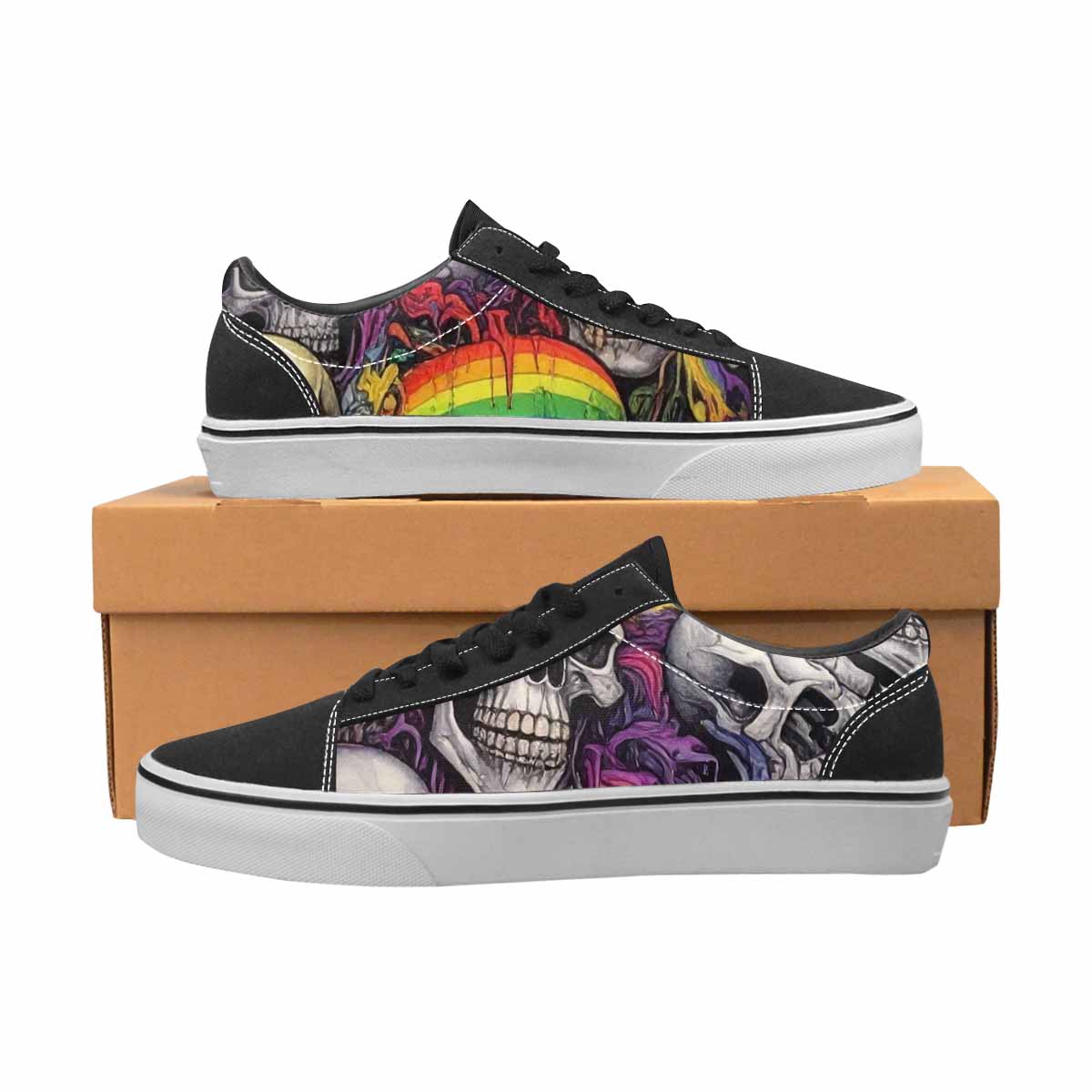 WOMEN'S Rainbow From Skull S Lace-Up Canvas Dreamcore Shoes