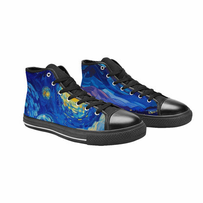 MEN'S Starry Night Van Gogh High Top Canvas Wallpaper Art Sneakers