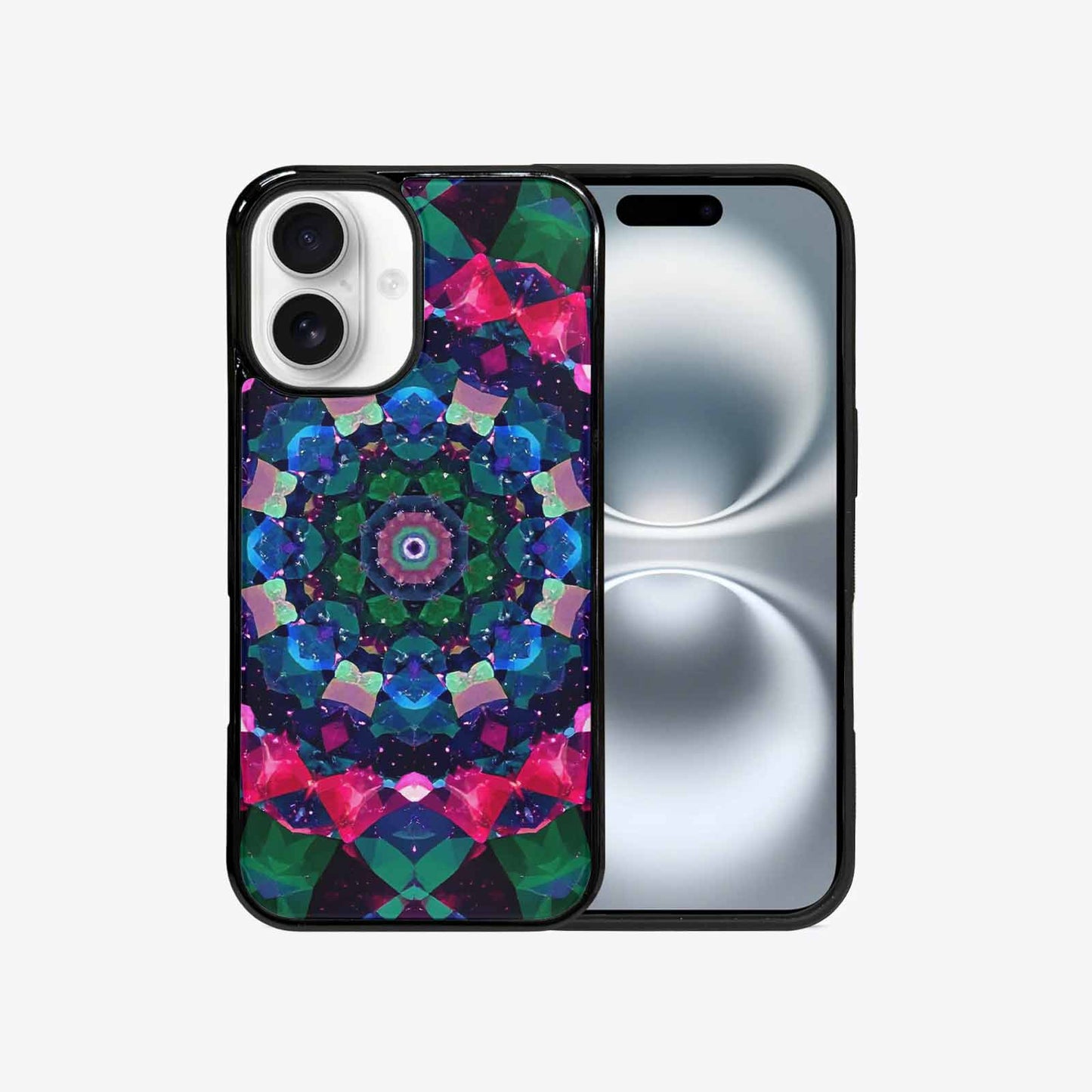 iPhone 16 Case — Crystal Mandala Art Seamless Pattern Vibrant, Custom Made Phone Cover