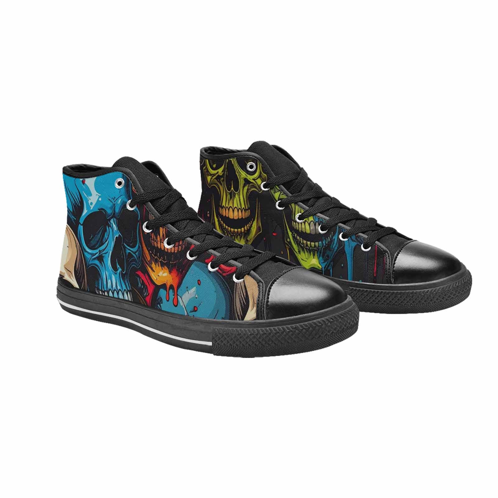 MEN'S Dripping Skulls Collage High Top Canvas Surreal Sneakers