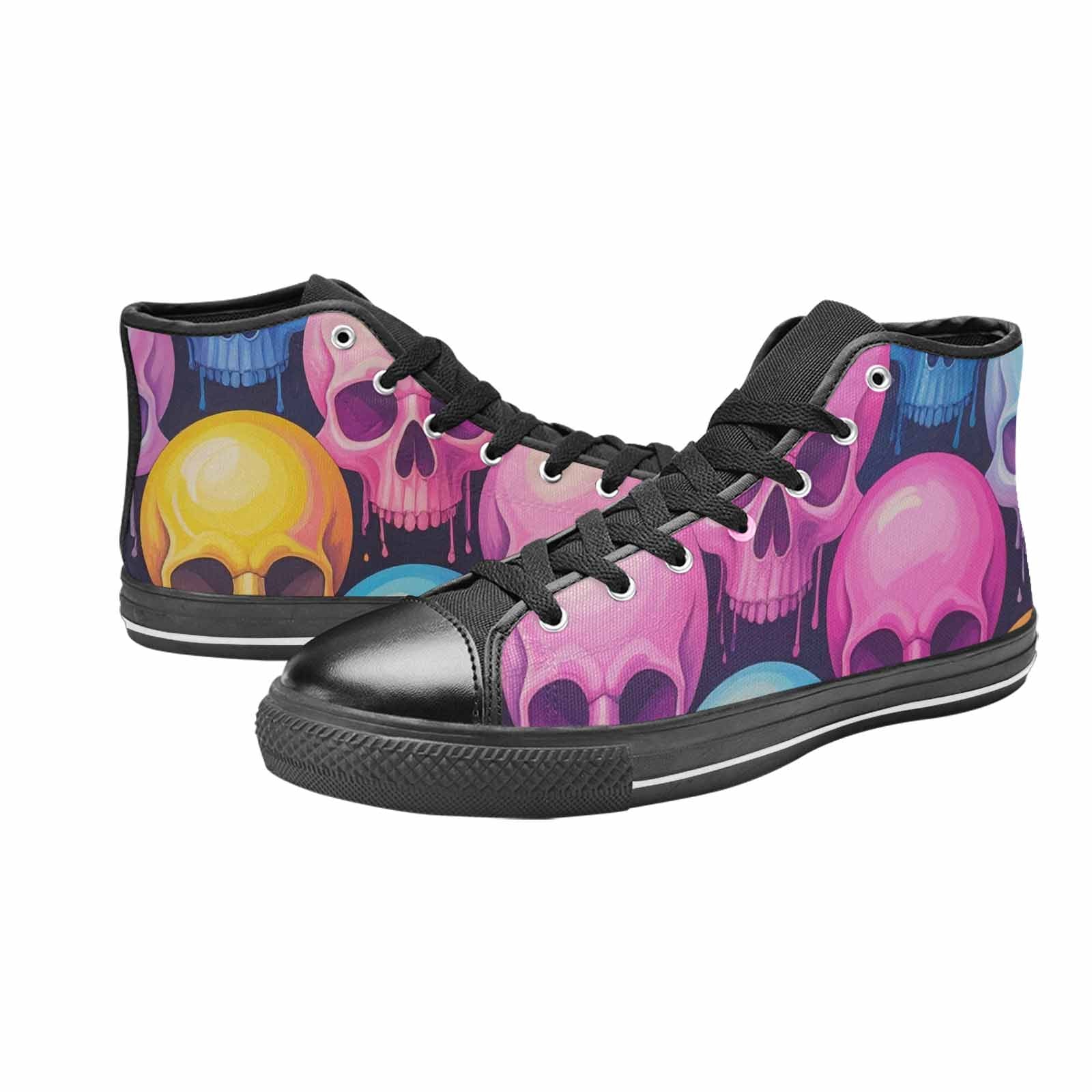 MEN'S Dripping Candy Skulls High Top Canvas Grunge Custom Shoes