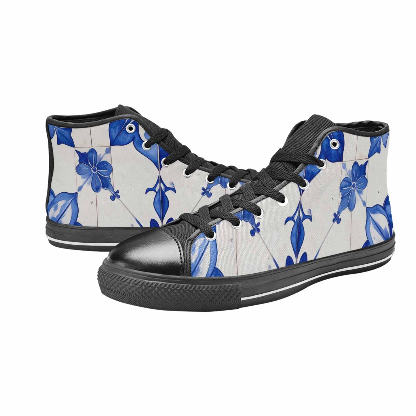 WOMEN'S Talavera Tile Floral High Top Canvas Vibrant Chaos Custom Sneakers