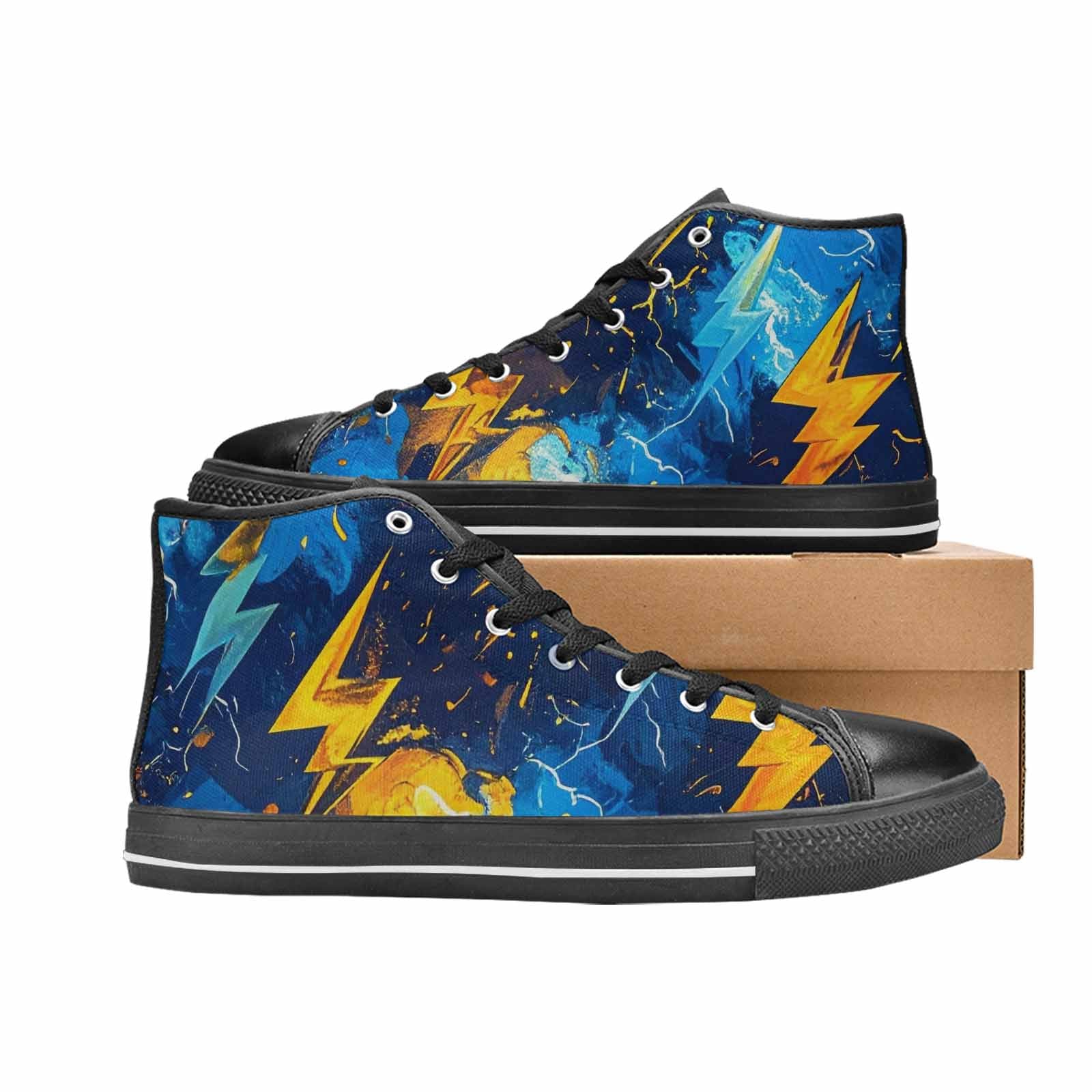 MEN'S Lightning Bolt High Top Canvas Vibrant Chaos Sneakers