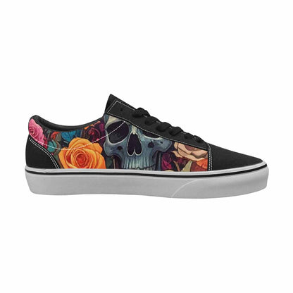 WOMEN'S Skulls Roses Melting Skulls Lace-Up Canvas Melting Art Sneakers
