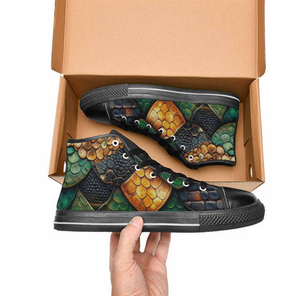 MEN'S Snake Skin Reptile High Top Canvas Vivid Custom Sneakers