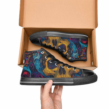 MEN'S Snakes And Skulls Collage High Top Canvas Grunge Sneakers