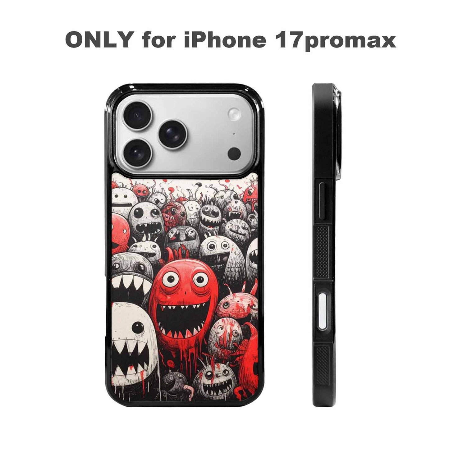 iPhone 17 Pro Max Case — Black &amp; Red Ink Cartoon Cute, Custom Made Phone Cover