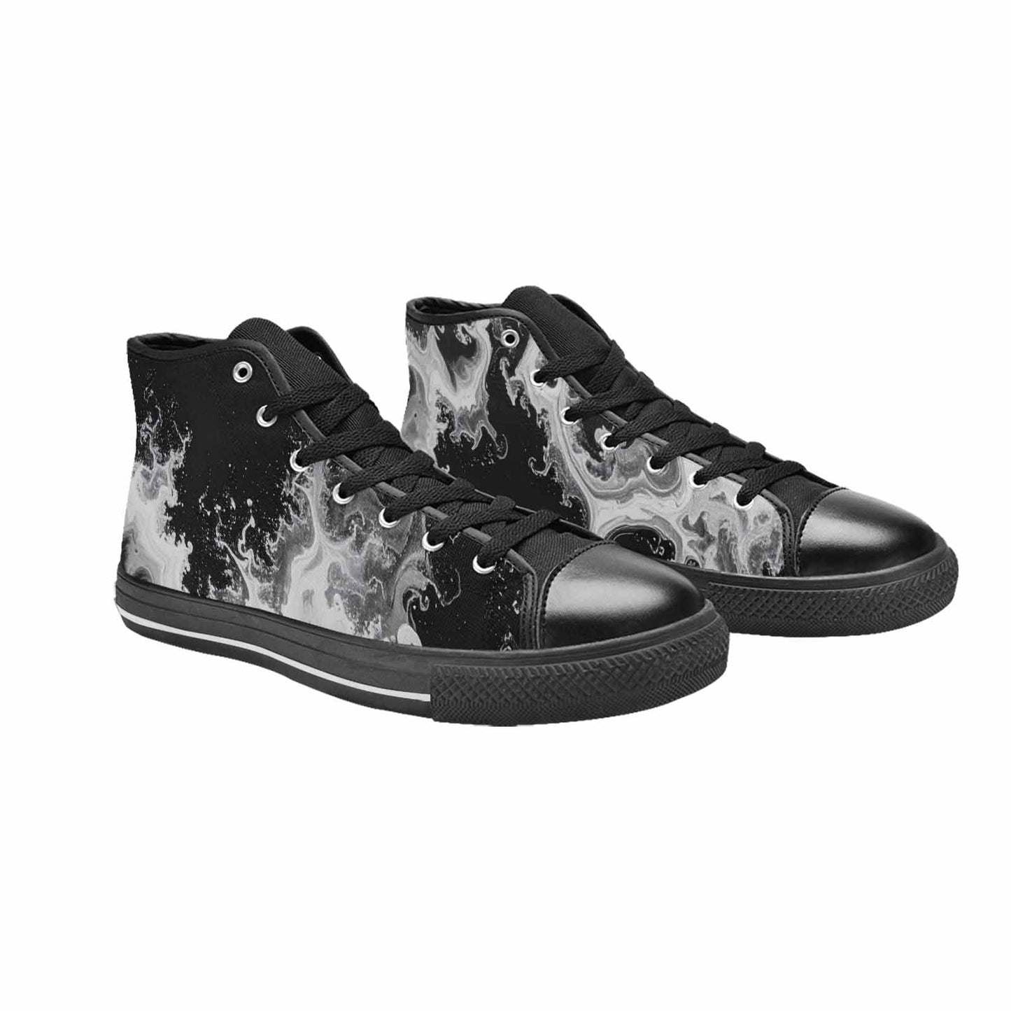 MEN'S Tie Dye Acid Wash Black White High Top Canvas Cottagecore Sneakers
