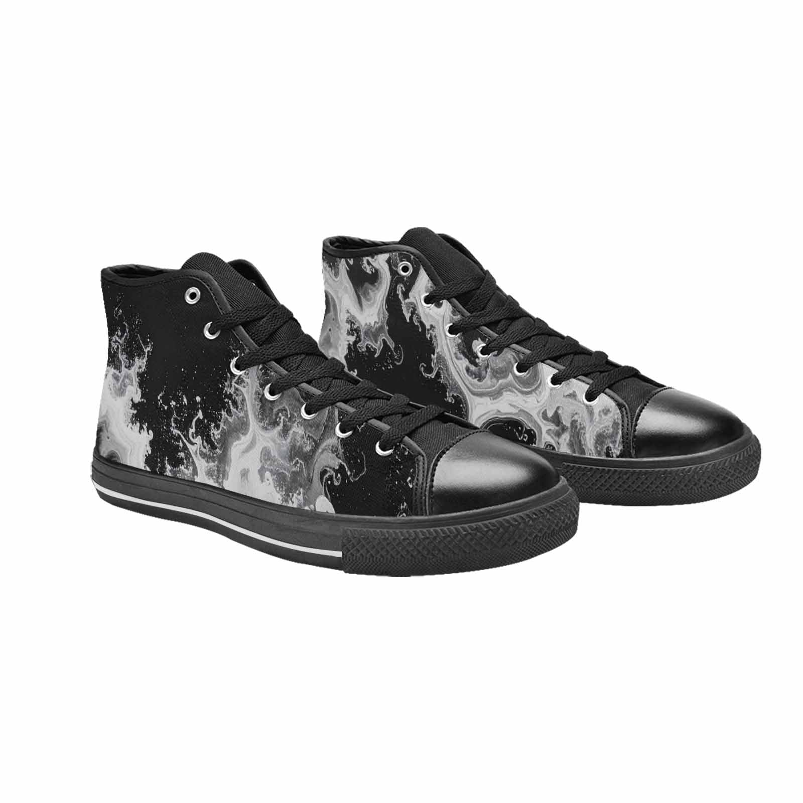 MEN'S Tie Dye Acid Wash Black White High Top Canvas Cottagecore Sneakers