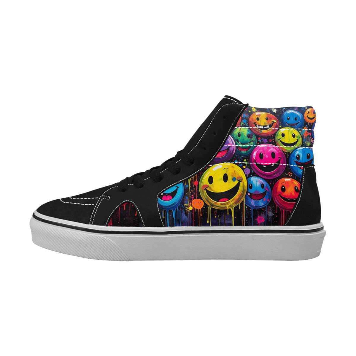 MEN'S Smiley Faces  Glow High Top Canvas Dark Academia Custom Sneakers