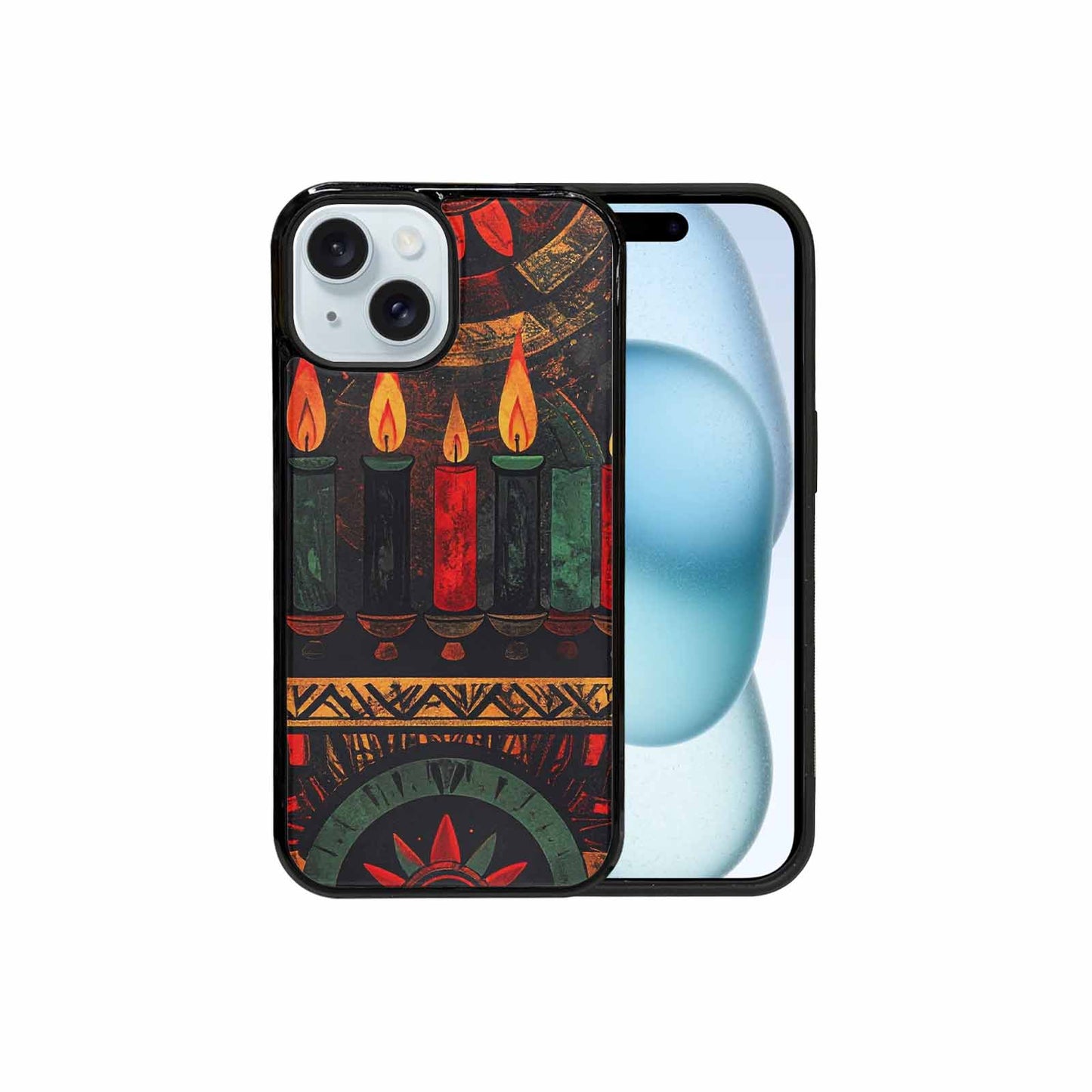 iPhone 15 Case — Kwanzaa Kinara Pattern Seamless Repeat African, Original Design Phone Case