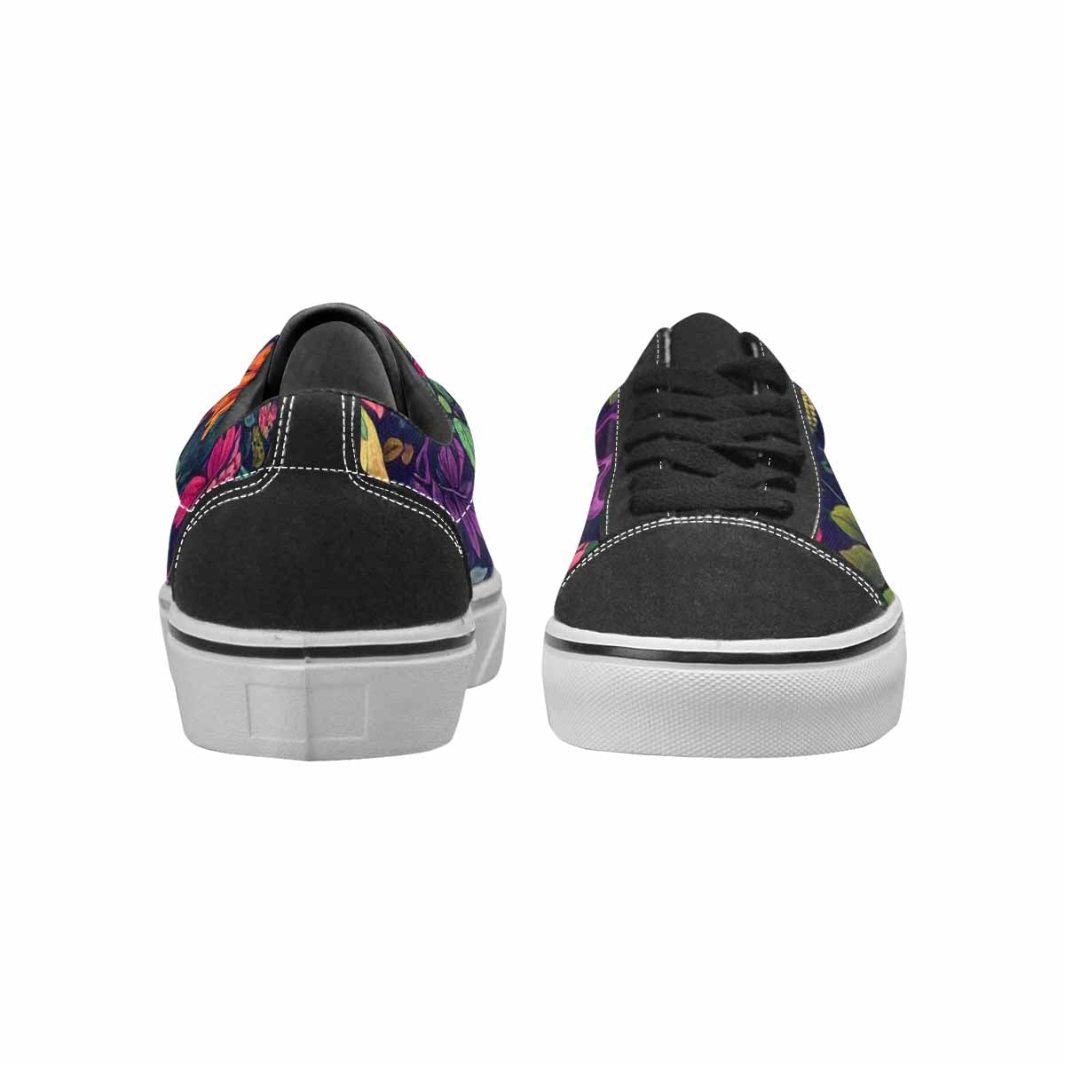 WOMEN'S Skulls  Botanical Skulls Lace-Up Canvas Vibrant Chaos Custom Sneakers