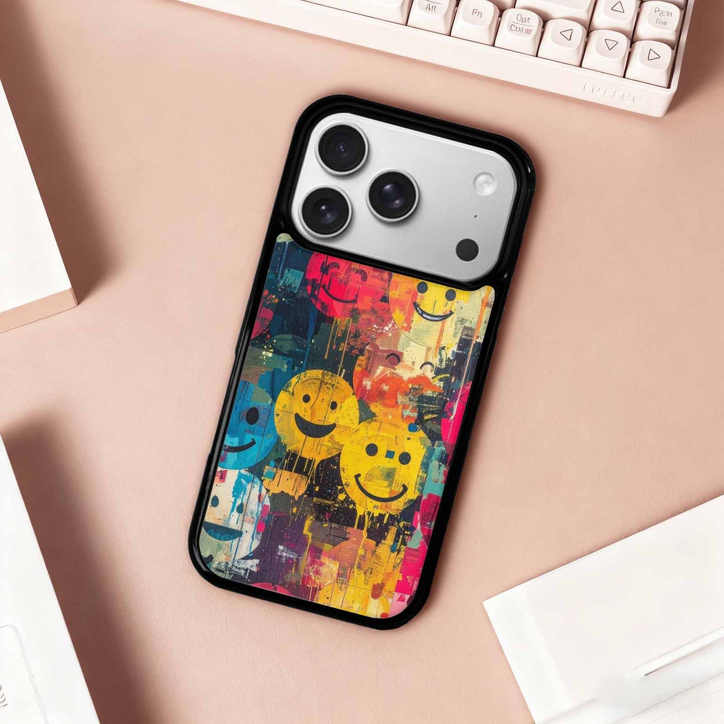iPhone 17 Pro Case — Smiley Faces Camosmiley Faces Th8 Camo, Unique Phone Case Design