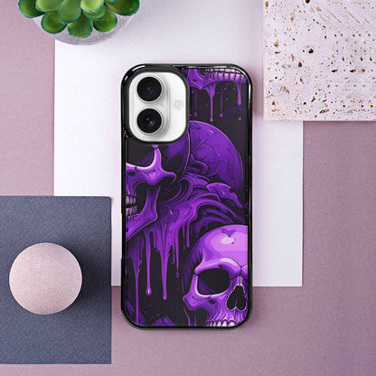 iPhone 16 Case — Monochrome Purple Skeletons Neon Drip Melting, Original Design Phone Case