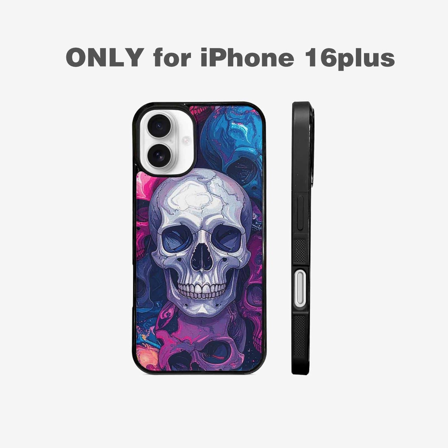 iPhone 16 Plus Case — Marble Skull Custom Personalized Phone Cover, Custom Phone Case