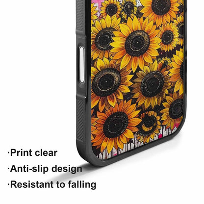 iPhone 17 Case — Sunflower Burst Black &amp; Floral, Unique Phone Case Design
