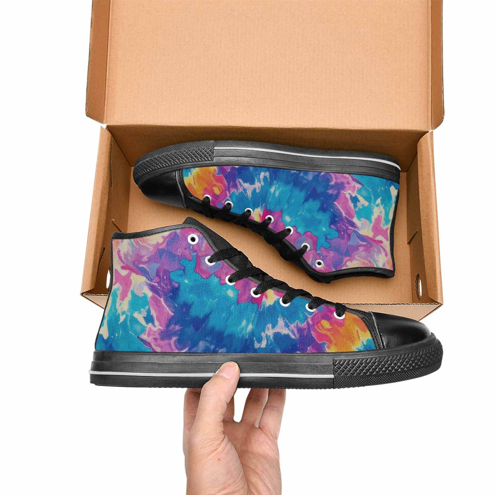 MEN'S Tie Dye Swirl High Top Canvas Y2K Sneakers