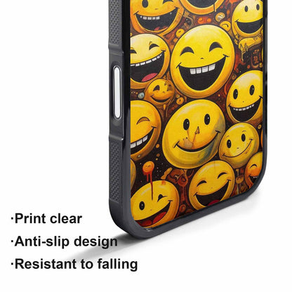 iPhone 17 Pro Max Case — Melting Moon Smiley Red Original Art, Custom Print Case Cover