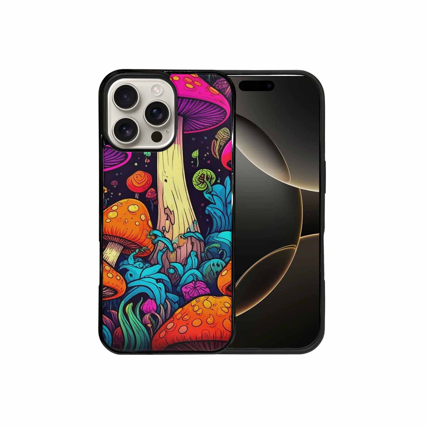 iPhone 16 Pro Max Case — Psychedelic Mushroom Cartoon Pattern, Custom Designed Case Cover