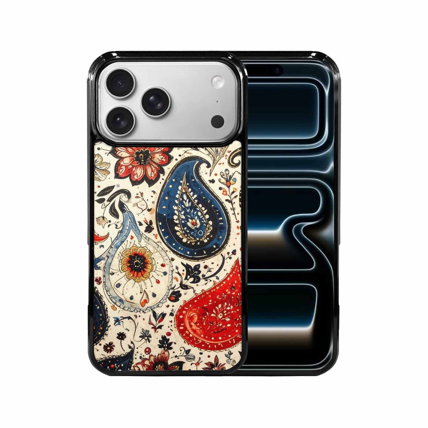 iPhone 17 Pro Max Case — Small Paisley Bandana Pattern, Original Art, Custom Designed Case Cover