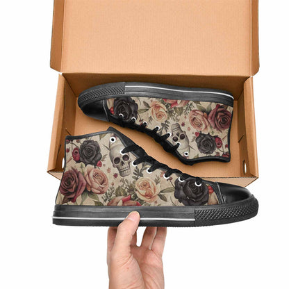 MEN'S Skulls - Roses High Top Canvas Cottagecore Sneakers