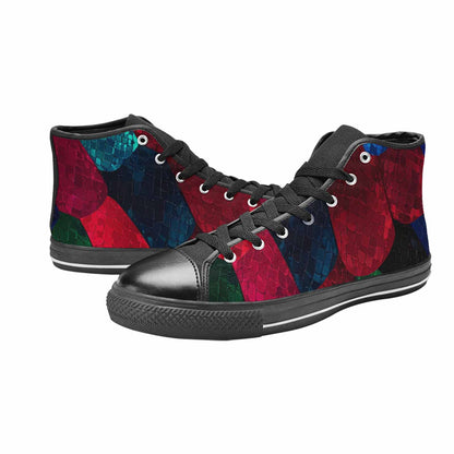 MEN'S Dark Snake Print High Top Canvas Vibrant Chaos Custom Shoes