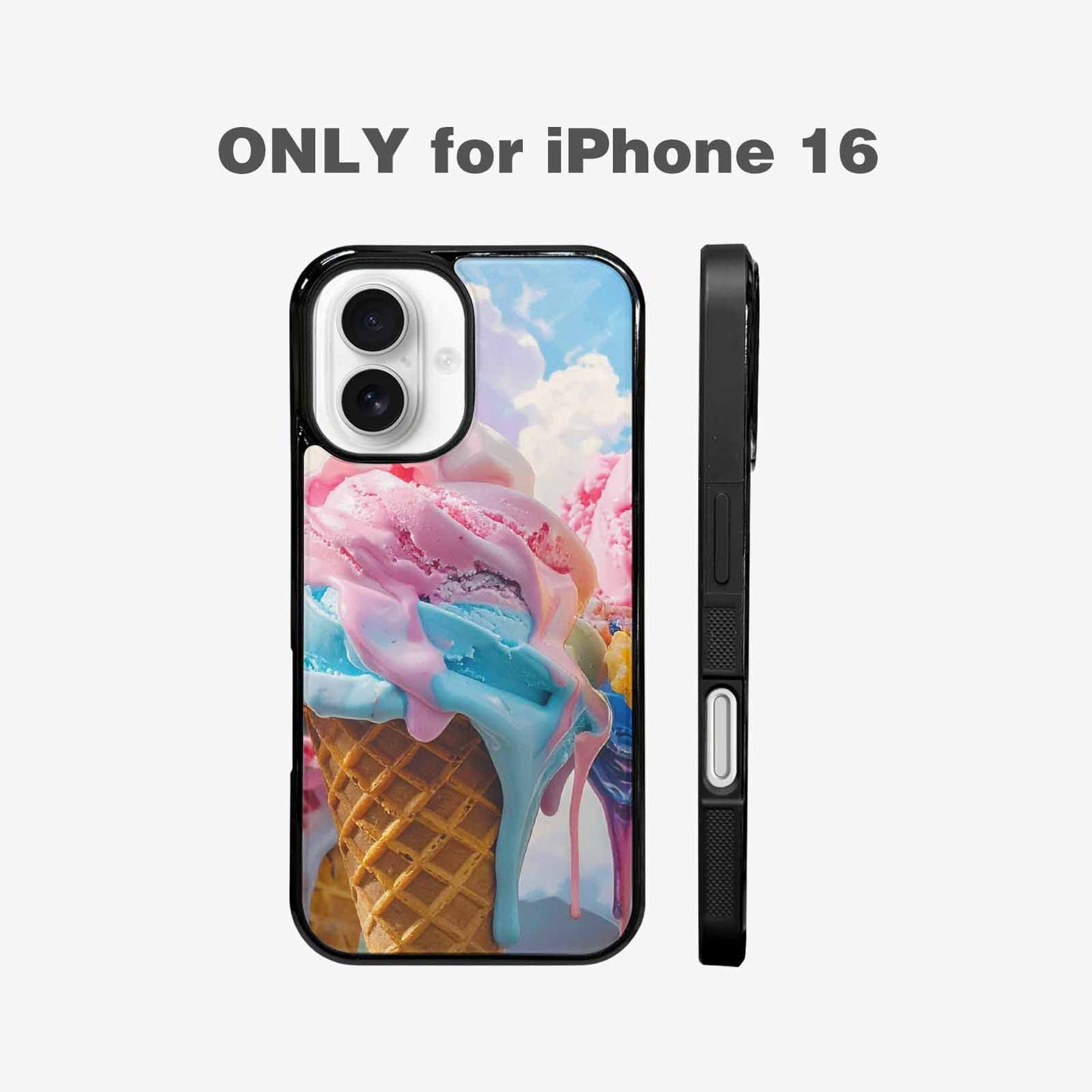 iPhone 16 Case — Collage Of Overlapping Waffle Cone Icecream, Customized Protective Case