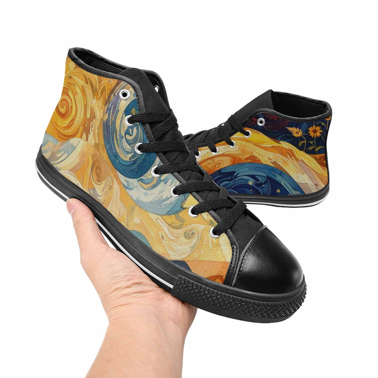 WOMEN'S Blend All Versions High Top Canvas Wallpaper Art Custom Sneakers