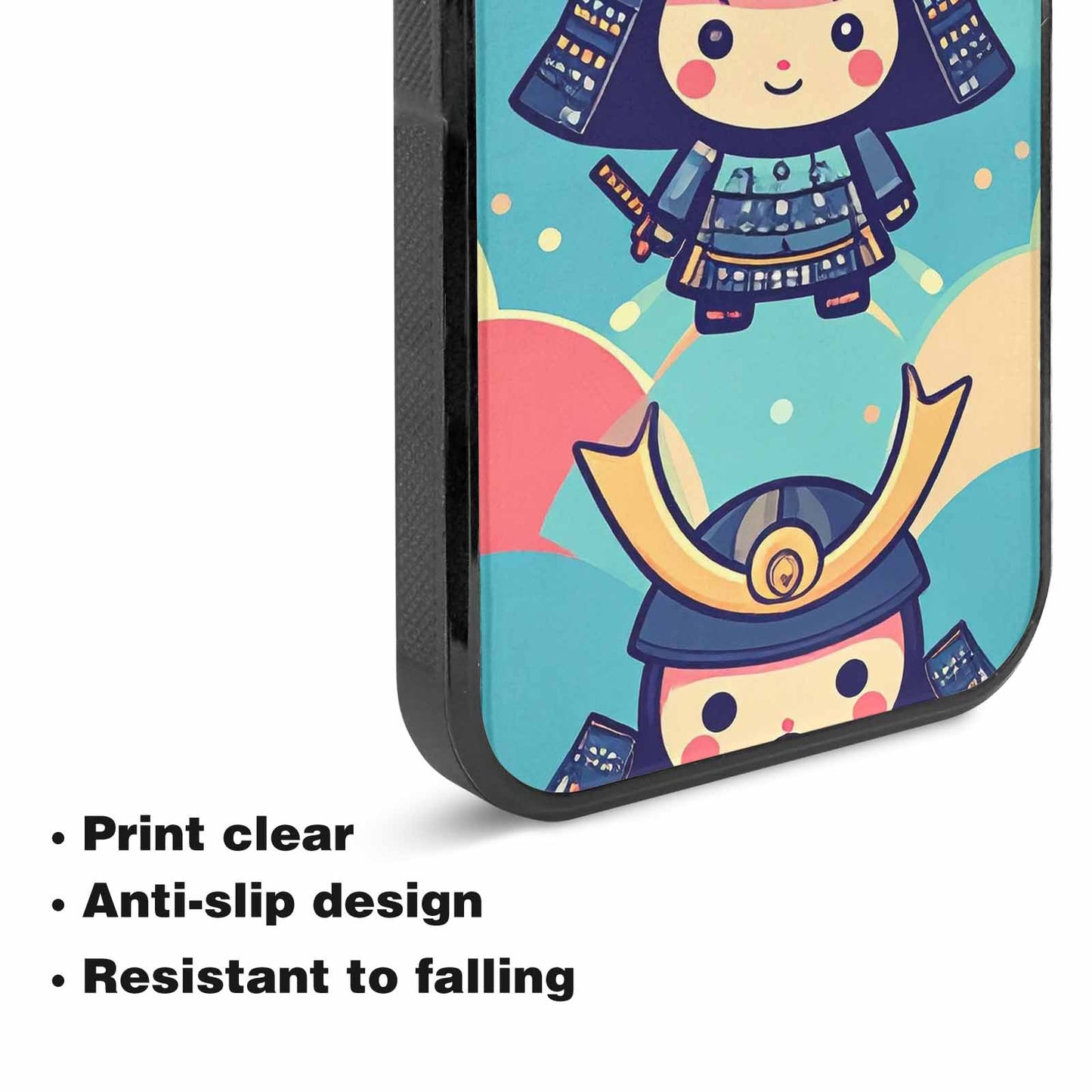 iPhone 15 Plus Case — Samurai Cartoon Art Repeat Pattern, Personalized Phone Case