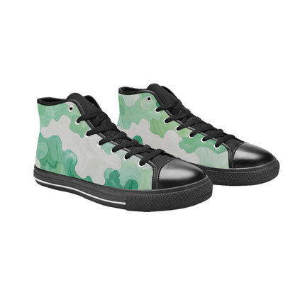 MEN'S Camo Mint Green White High Top Canvas Vibrant Chaos Custom Shoes