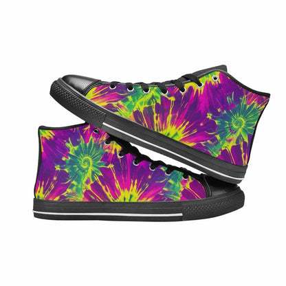 MEN'S Tie Dye - High Top Canvas Vibrant Chaos Custom Shoes