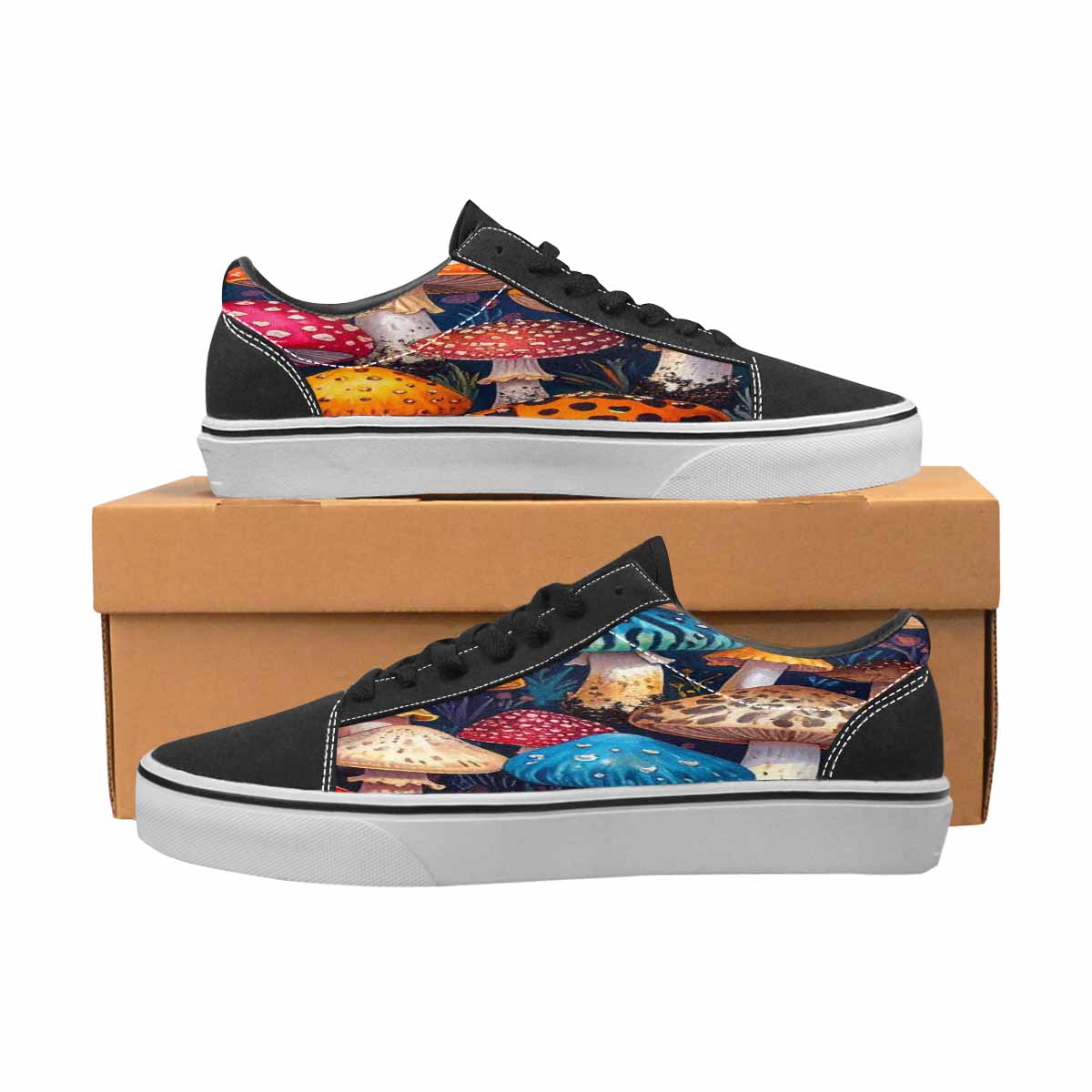 WOMEN'S Mushrooms Lace-Up Canvas Grunge Custom Shoes