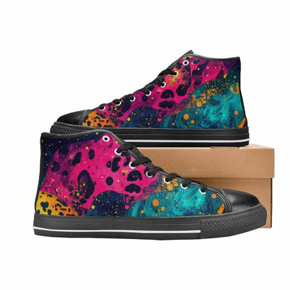 WOMEN'S Leopard Print Galaxy High Top Canvas Dark Academia Custom Shoes