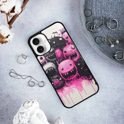 iPhone 16 Plus Case — Monsters General Black Pink Ink Cartoon, Customized Protective Case