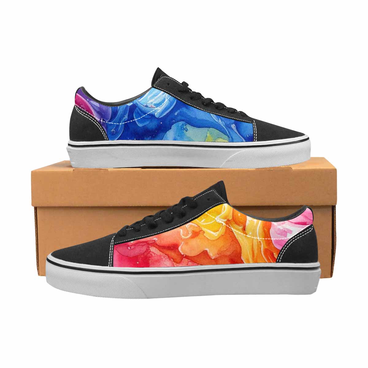 WOMEN'S Melting Icecream Collage Canvas Lace-Up Cottagecore Custom Sneakers