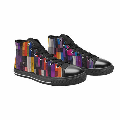 MEN'S Asexual Flag Color High Top Canvas Grunge Custom Shoes