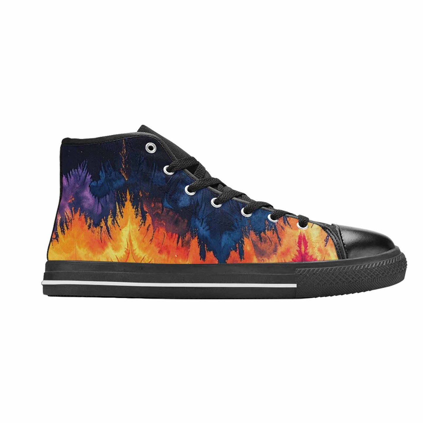 WOMEN'S Tie Dye Dark High Top Canvas Vibrant Chaos Custom Sneakers