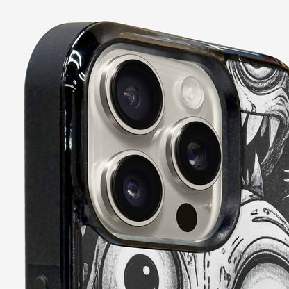 iPhone 15 Pro Max Case — Black And White Monster Face Collage, Personalized Phone Case