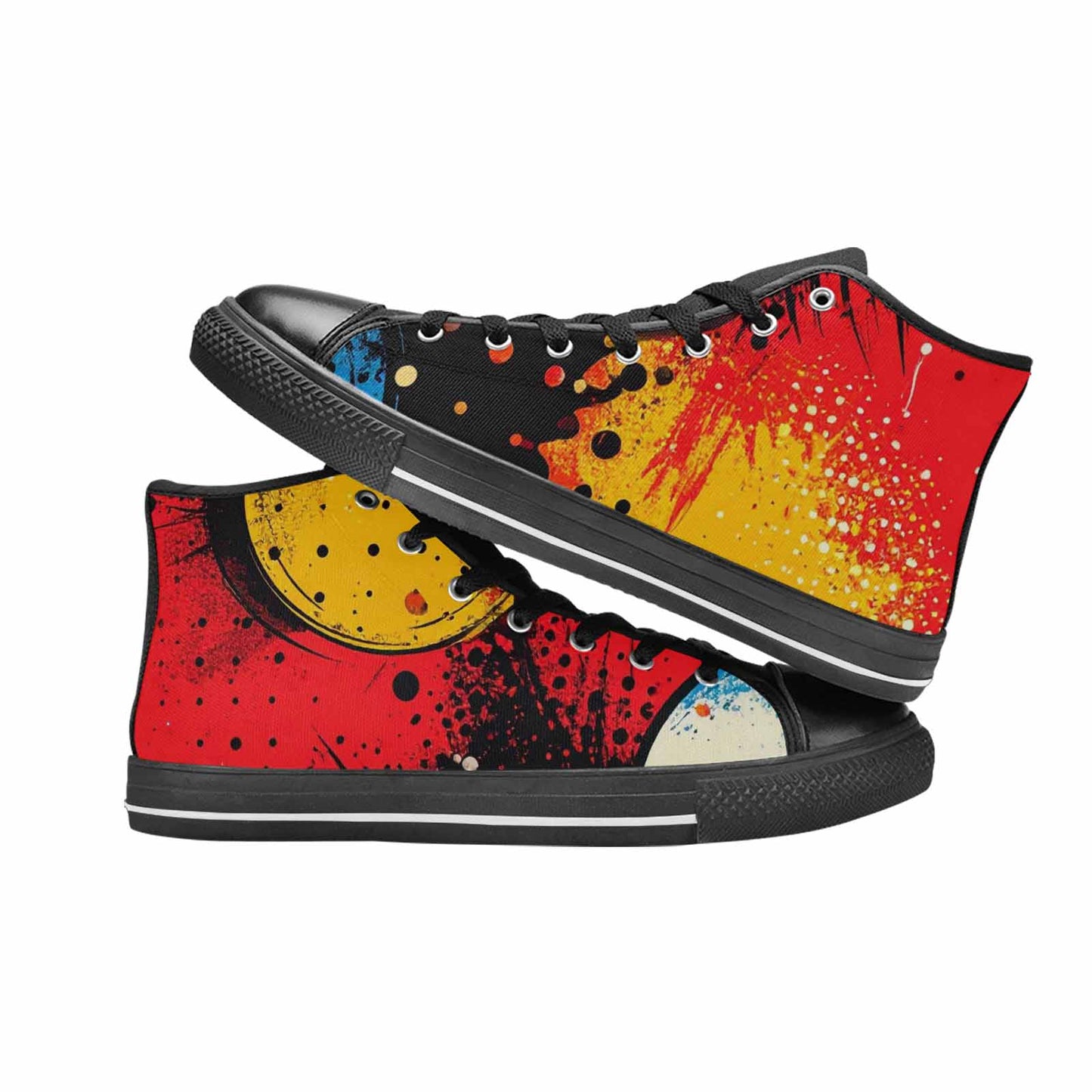 WOMEN'S Comic Book Halftone High Top Canvas Wallpaper Art Sneakers