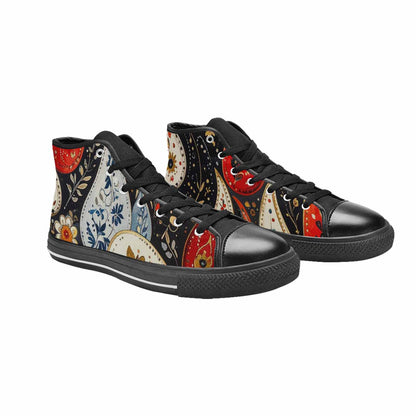 MEN'S Paisley Bandana High Top Canvas Dark Academia Custom Sneakers