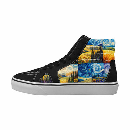 WOMEN'S Van Gogh-Style Swirl High Top Canvas Y2K Custom Sneakers