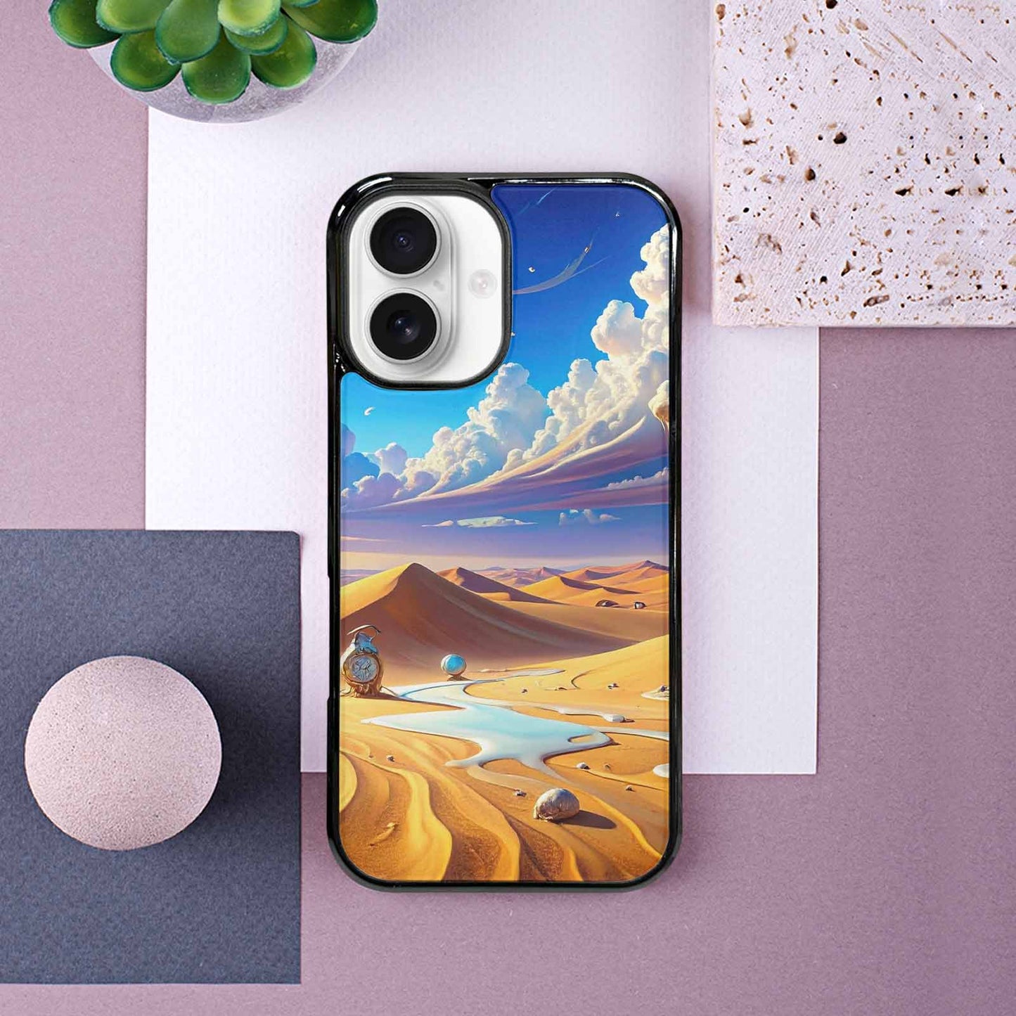 iPhone 16 Case — Surrealist Desert Dreamscape Custom Personalized Phone, Custom Art Phone Cover