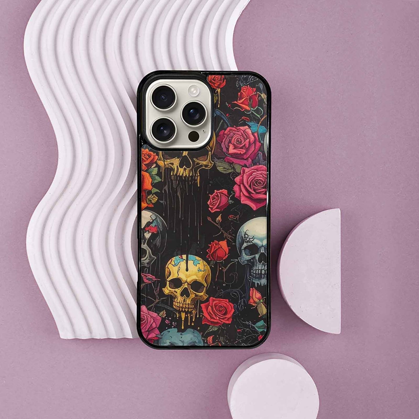 iPhone 16 Pro Max Case — Skulls And Rosesmelting Skulls A Dsq, Custom Phone Case