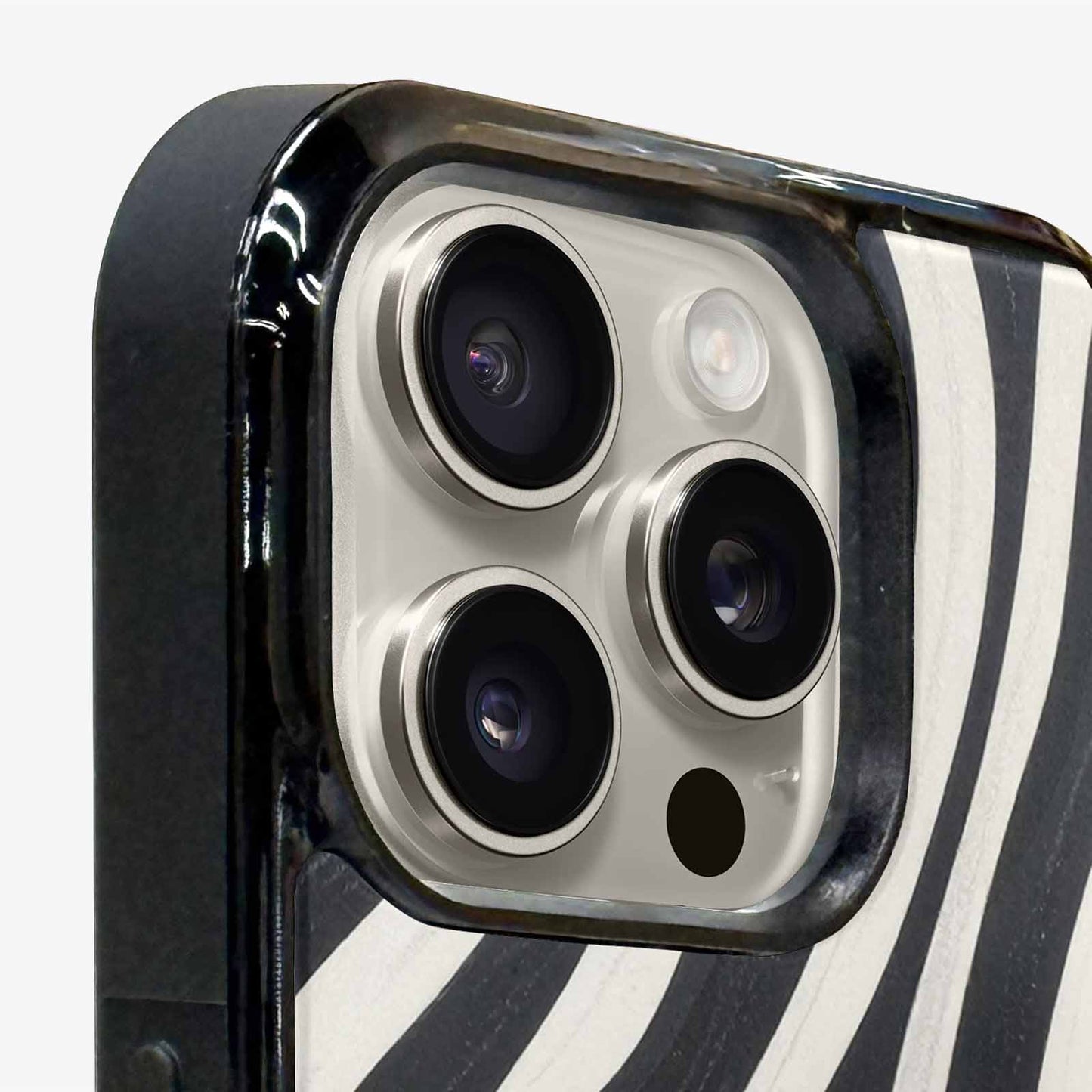 iPhone 16 Pro Case — Modern Zebra Stripe Print Crisp Black, Custom Phone Case