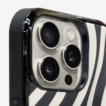 iPhone 16 Pro Case — Modern Zebra Stripe Print Crisp Black, Custom Phone Case